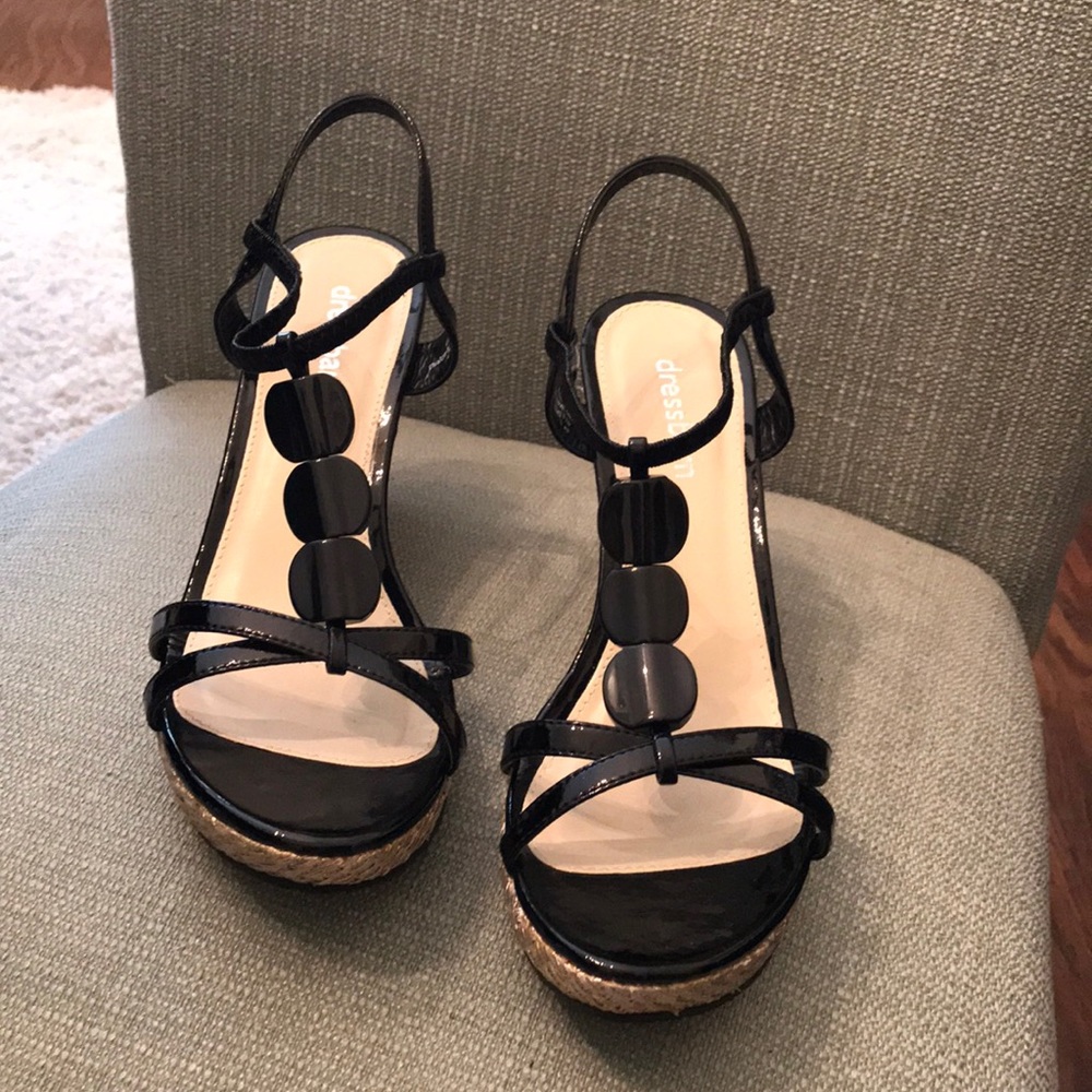 Black strappy wedges